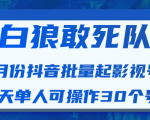 白狼敢死队最新抖音短视频批量起影视号（一天单人可操作30个号）视频课程-副业宇宙