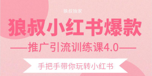 狼叔小红书爆款推广引流训练课4.0，手把手带你玩转小红书-副业宇宙