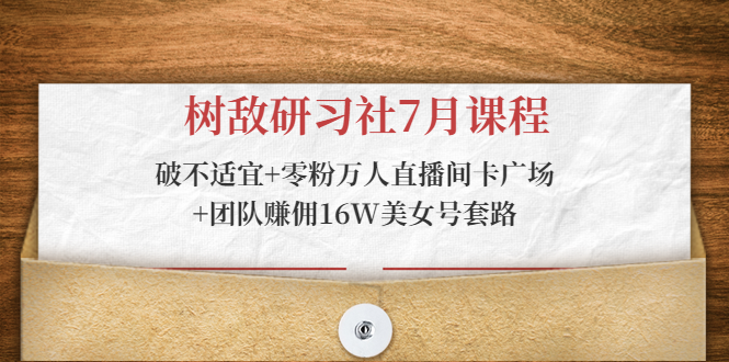 树敌研习社7月课程：破不适宜+零粉万人直播间卡广场+团队赚佣16W美女号套路-副业宇宙