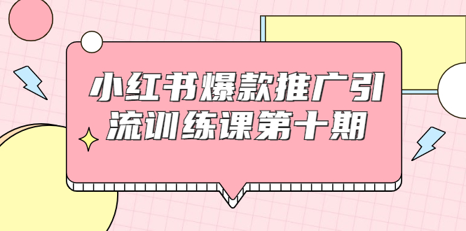 小红书爆款推广引流训练课第十期，手把手带你玩转小红书，轻松月入过万-副业宇宙