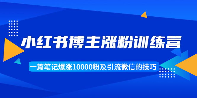 小红书博主涨粉训练营：一篇笔记爆涨10000粉及引流微信的技巧-副业宇宙