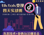 tiktok变现四天实战班,连怼技术+矩阵玩法赚美金!价值998元-副业宇宙