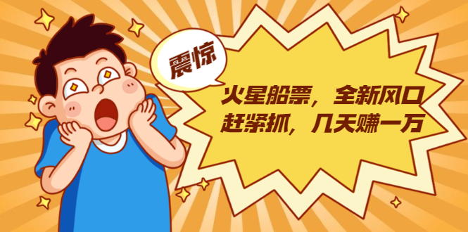 火星船票，全新风口赶紧抓，几天赚一万+摆地摊卖尾货月入一万（5个项目）-副业宇宙