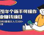 20多个新手可操作的副业赚钱项目:业余时间0基础日入几500+实操分享-副业宇宙