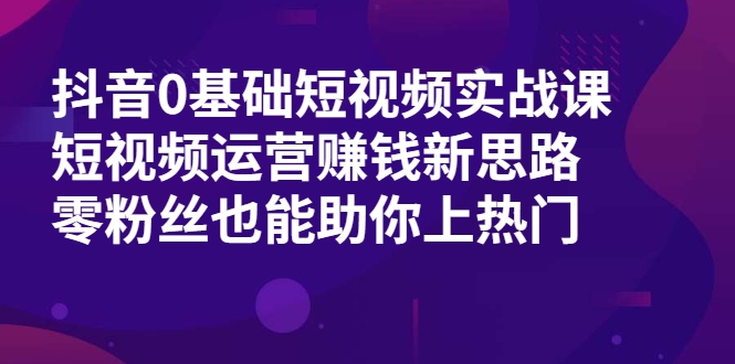 抖音0基础短视频实战课，短视频运营赚钱新思路，零粉丝也能助你上热门-副业宇宙