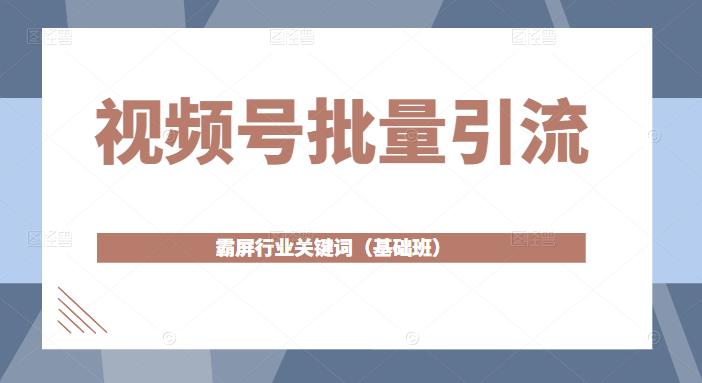 视频号批量引流，霸屏行业关键词（基础班）全面系统讲解视频号玩法-副业宇宙