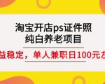 淘宝开店ps证件照,纯白养老项目,单人兼职稳定日100元(教程+软件+素材)-副业宇宙