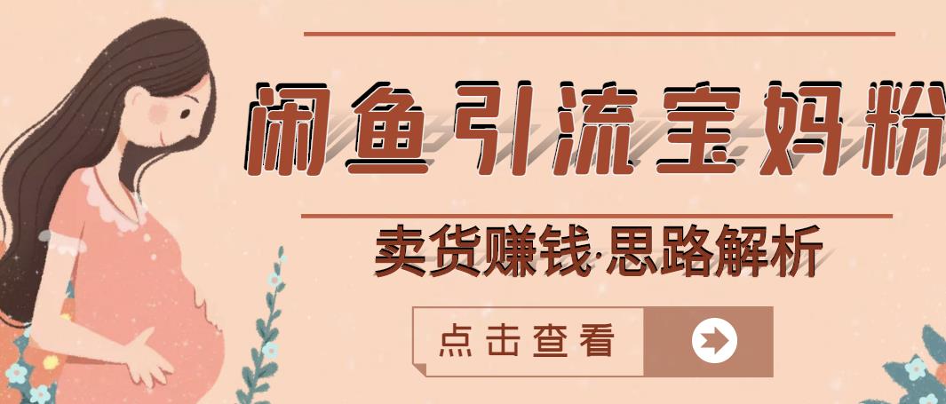 闲鱼引流宝妈粉+卖货赚钱一个月收益30000+（实操视频教程）-副业宇宙