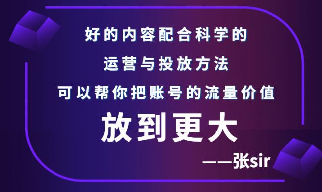 张sir账号流量增长课，告别海王流量，让你的流量更精准-副业宇宙