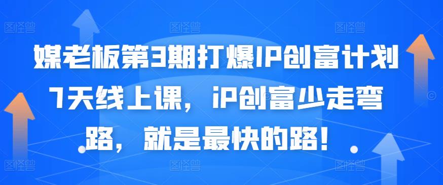 媒老板第3期打爆IP创富计划7天线上课，iP创富少走弯路，就是最快的路！-副业宇宙