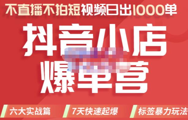 推易电商·2022年抖音小店爆单营，不直播、不拍短视频、日出1000单，暴力玩法-副业宇宙
