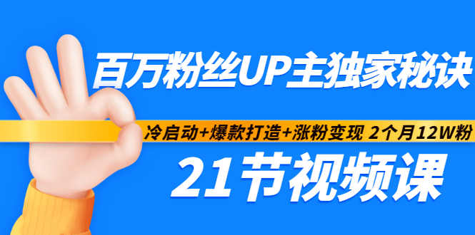百万粉丝UP主独家秘诀：冷启动+爆款打造+涨粉变现2个月12W粉（21节视频课)-副业宇宙