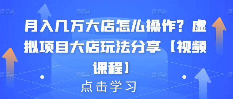 月入几万大店怎么操作？虚拟项目大店玩法分享【视频课程】-副业宇宙