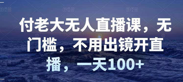 付老大无人直播课，无门槛，不用出镜开直播，一天100+-副业宇宙