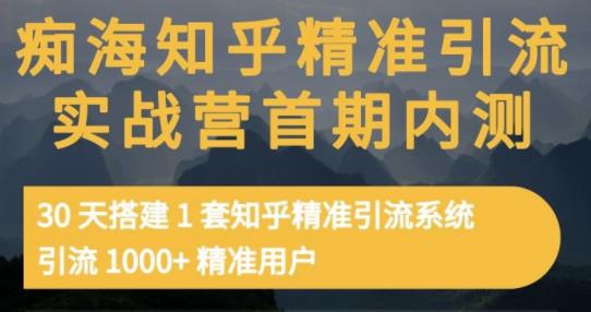 痴海知乎精准引流实战营1-2期，30天搭建1套知乎精准引流系统，引流1000+精准用户-副业宇宙