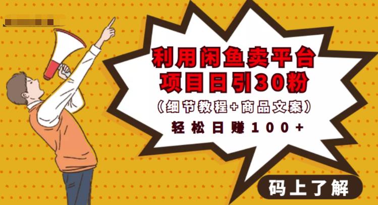 利用闲鱼卖平台项目课程资源日引流30+精准粉丝，轻松日赚100+，积累人脉可实现二次变-副业宇宙