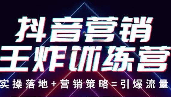 抖音营销王炸训练营，实操落地+营销策略=引爆流量（价值8960元）-副业宇宙