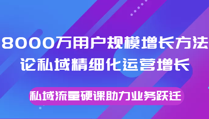 8000万用户规模增长方法论私域精细化运营增长，私域流量硬课助力业务跃迁-副业宇宙