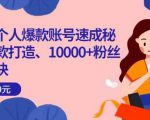 小红书个人爆款账号速成秘籍，爆款打造、10000+粉丝引流秘诀-副业宇宙