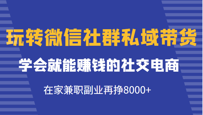 玩转微信社群私域带货，学会就能赚钱的社交电商，在家兼职副业再挣8000+-副业宇宙