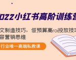 2022小红书高阶训练营：爆文制造技巧，低预算高roi投放技巧，内容营销思维-副业宇宙