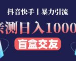 日收益1000+的交友盲盒副业丨有手就行的抖音快手暴力引流-副业宇宙