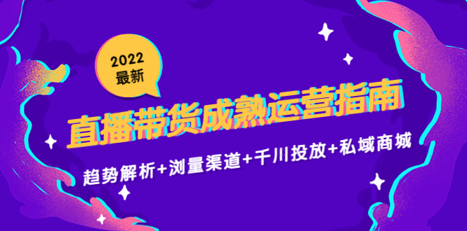 2022最新直播带货成熟运营指南3.0：趋势解析+浏量渠道+千川投放+私域商城-副业宇宙