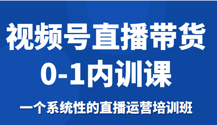 视频号直播带货0-1内训课，一个系统性的直播运营培训班-副业宇宙