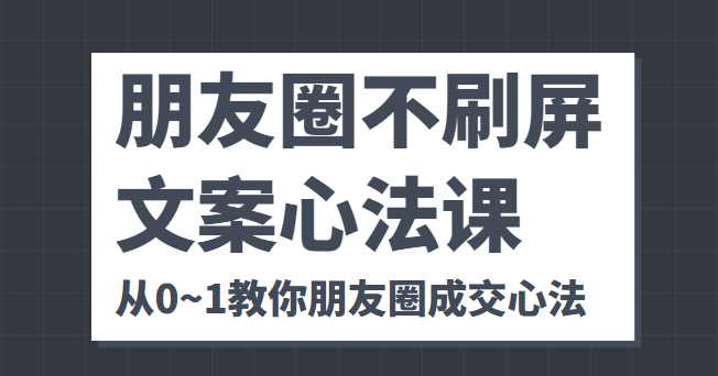 朋友圈不刷屏文案心法课 人人都要懂的商业逻辑 从0~1教你朋友圈成交心法-副业宇宙