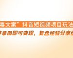 “毒文案”抖音短视频项目玩法,小程序拿图即可变现,复盘经验分享给大家-副业宇宙