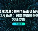 自然流量0粉0作品正价起号11月新课:完整的直播带货实操方案-副业宇宙