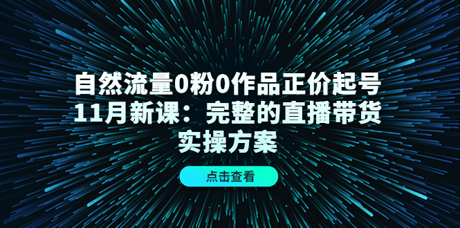 自然流量0粉0作品正价起号11月新课：完整的直播带货实操方案-副业宇宙