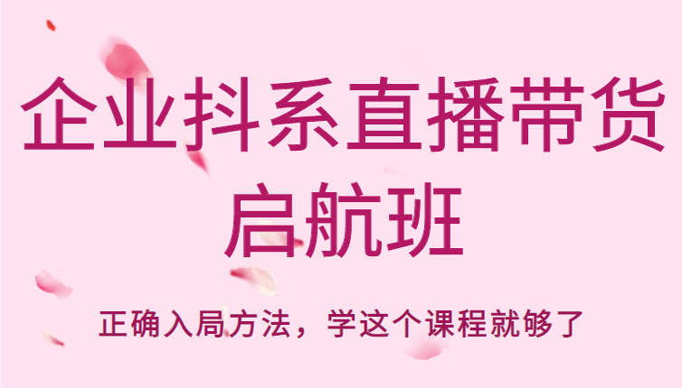 企业抖系直播带货启航班，正确入局方法，学这个课程就够了-副业宇宙