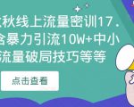 2023秋秋线上流量密训17.0:包含暴力引流10W+中小卖家流量破局技巧等等-副业宇宙