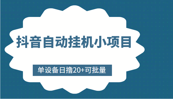 抖音自动挂机小项目，单设备日撸20+，可批量，号越多收益越大-副业宇宙