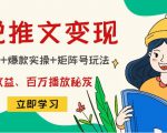 小说推文训练营：引流技巧+爆款实操+矩阵号玩法，百倍效益、百万播放秘笈-副业宇宙