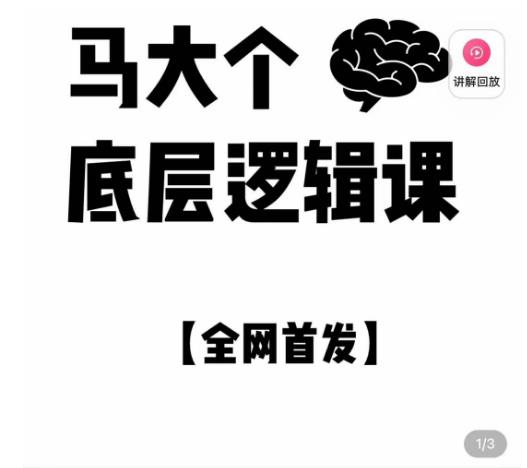 马大个·底层逻辑课，51节底层逻辑智慧课-价值1980元-副业宇宙