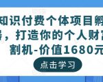 知识付费个体项目孵化器,打造你的个人财富收割机-价值1680元-副业宇宙