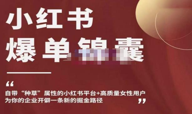 小红书爆单锦囊，自带种草属性+高质量女性用户，为你的企业开辟一条新的掘金路径-副业宇宙
