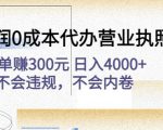 高利润0成本代办营业执照项目:一单赚300元日入4000+不会违规,不会内卷-副业宇宙