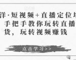于洋·短视频+直播定位培训，手把手教你玩转直播卖货，玩转视频赚钱-副业宇宙