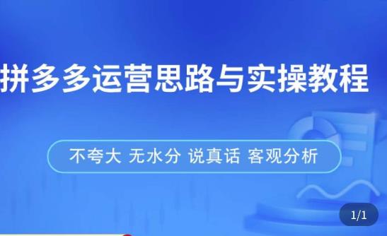 拼多多店铺运营思路与实操教程，快速学会拼多多开店和运营，少踩坑，多盈利-副业宇宙