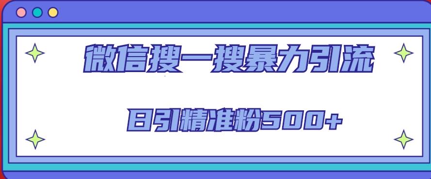 微信搜一搜引流全系列课程，日引精准粉500+（8节课）-副业宇宙