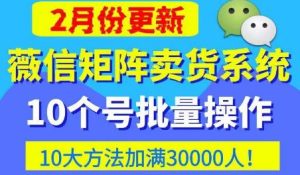 微信矩阵卖货系统,多线程批量养10个微信号,10种加粉落地方法,快速加满3W人卖货!-副业宇宙