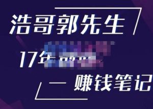 浩哥郭先生17年创业赚米笔记，打开你对很多东西的认知，让你知道原来赚钱或创业不单单是发力就行-副业宇宙