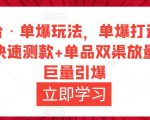 万相台·单爆玩法,单爆打造流程+单品快速测款+单品双渠放量+単品巨量引爆-副业宇宙