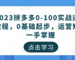 2023拼多多0-100实战运营教程，0基础起步，运营知识一手掌握-副业宇宙