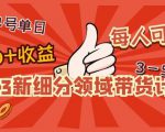 2023新细分领域带货计划：单号单日1000+收益不难，每人可操作3-5个账号-副业宇宙