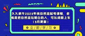 久久疯牛2023年纯自然流起号课程，老杨是把自然流玩明白的人，可以闭眼上车（3月更新）-副业宇宙