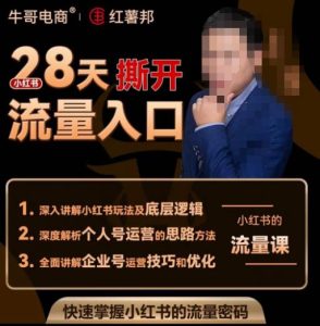 牛哥电商红薯邦28天撕开小红书流量入口，小红书运营系列课，快速掌握小红书的流量密码-副业宇宙